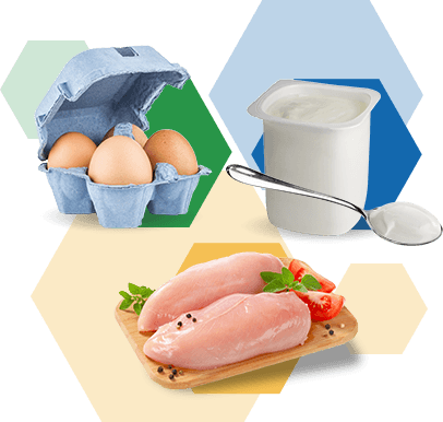 Białko znajdziesz w jajach, produktach mlecznych i mięsie